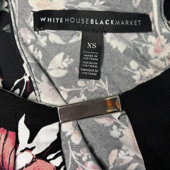 White House Black Market Floral Sleeveless Blouse Black and Pink Size XS - Picture 5 of 8